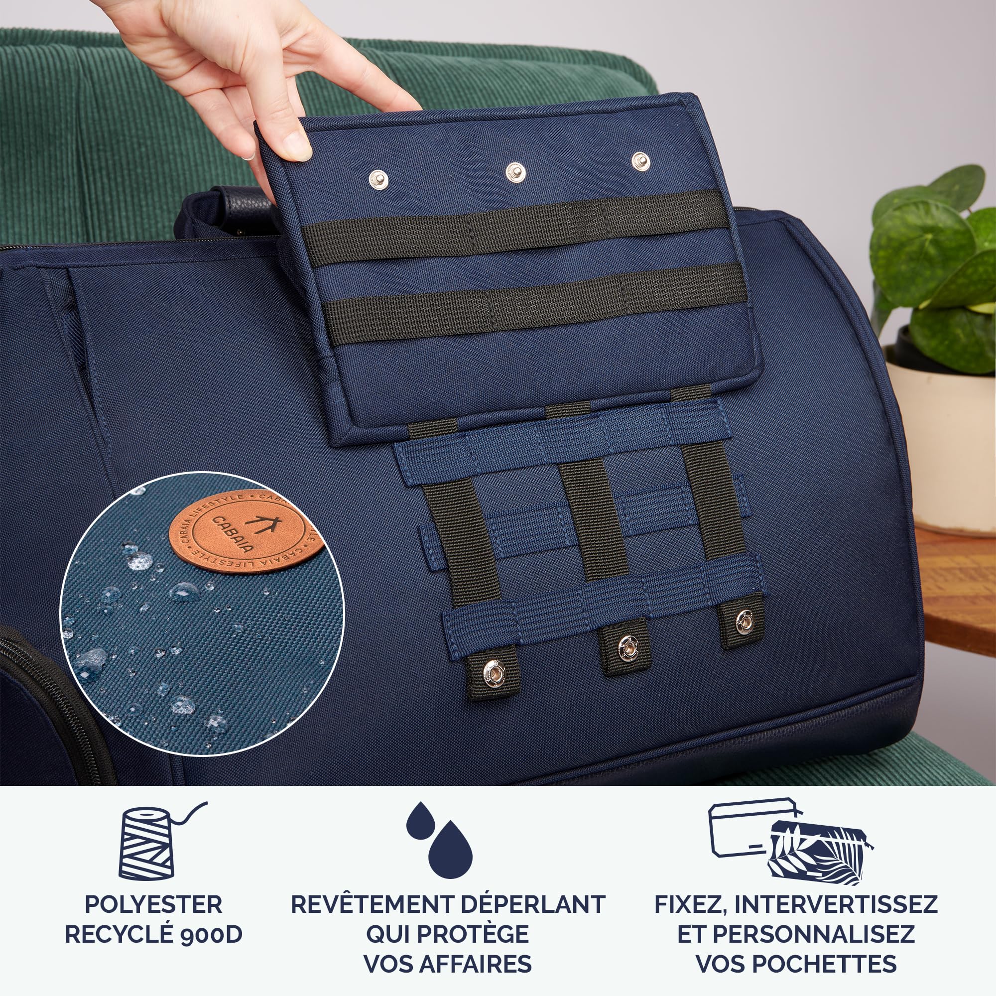 CABAIA - Sac de Voyage Duffle Adventurer Berlin 40L - Compatible Bagage Cabine 45x30x29 - Déperlant & Certifié Vegan - 2 Poches - Compartiment à Chaussures - Sac Week-End, Sac de Sport - Noir