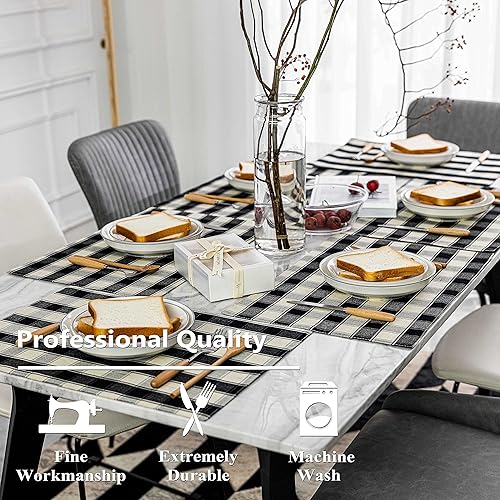 Miniatura 2 de Home Brilliant Buffalo - Juego de 6 manteles individuales a cuadros para mesa de cocina, 13 x 19 pulgadas, blanco y negro