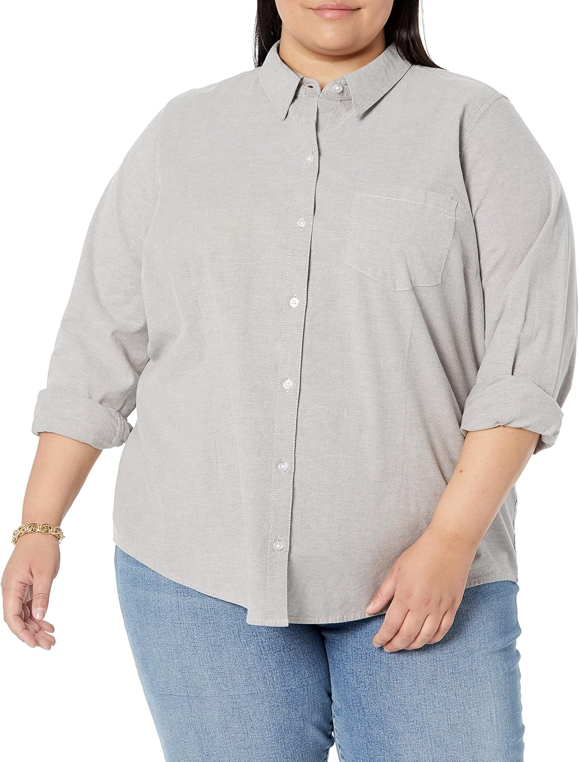 Amazon Essentials Women's Long Sleeve Button Down Stretch Oxford Shirt (Available in Plus Size) - Image 5