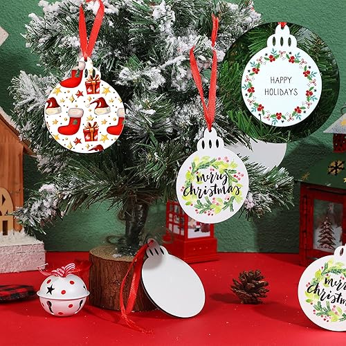 Miniatura 4 de Jetec Colgantes de sublimación de Navidad en blanco de doble cara MDF personalizado transferencia de calor colgante colgante blanco adorno de
