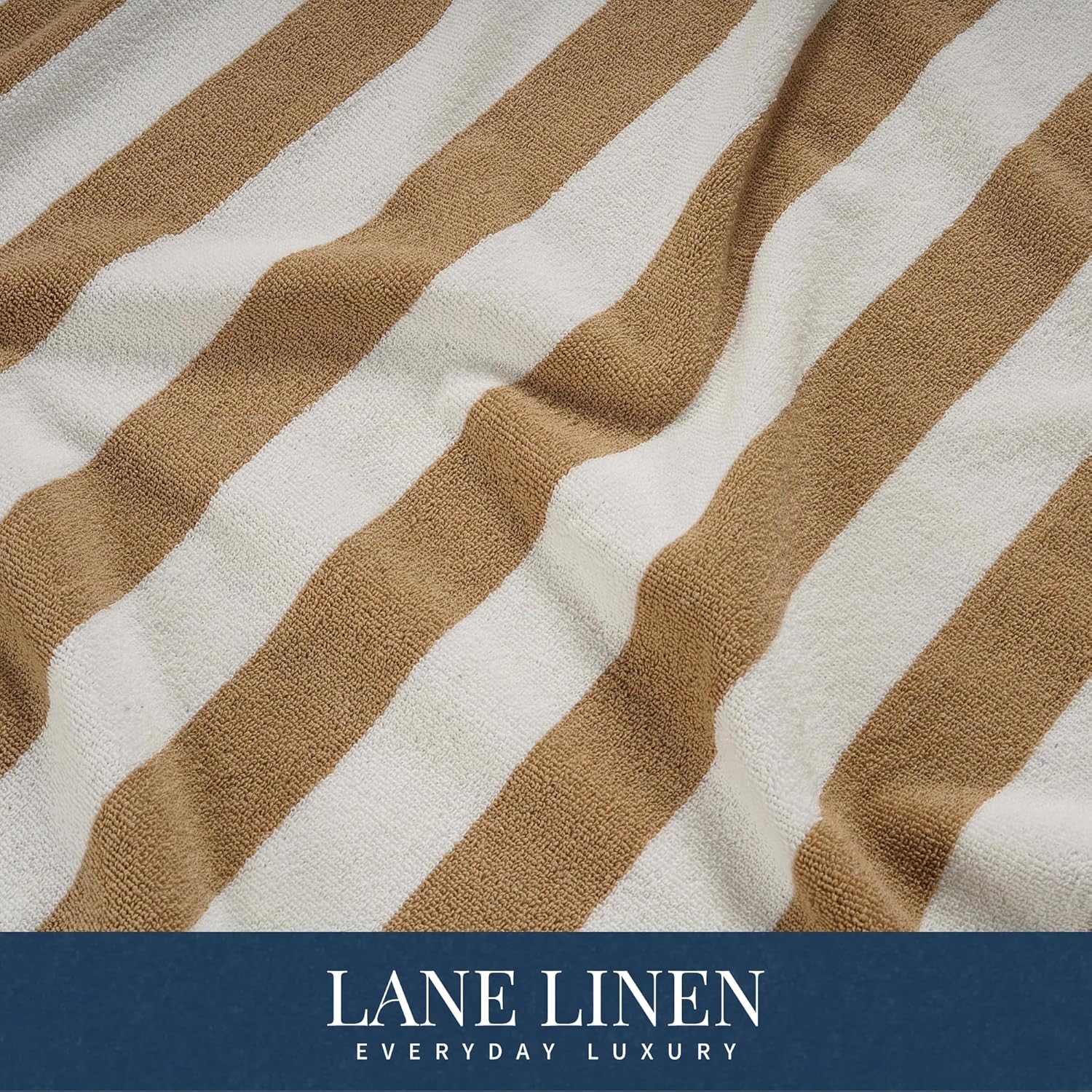 LANE LINEN 100% Cotton Beach Towel - Pack of 2, Cabana Stripe Pool Towels, Oversized Beach Towels for Adults (30" x 60”), Super Absorbent, Large Beach Towels, Quick Dry Towel - Biege - Image 4