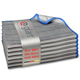 Glart 44C6B 6X Carbontücher, Mikrofaser Glastücher, 32x32 cm, 400 GSM | Fensterputztücher, Scheibentuch und Auto Fenstertuch, Scheiben Poliertücher, fusselfrei, ohne Streifen & Schlieren - Amazon product rated Grade A