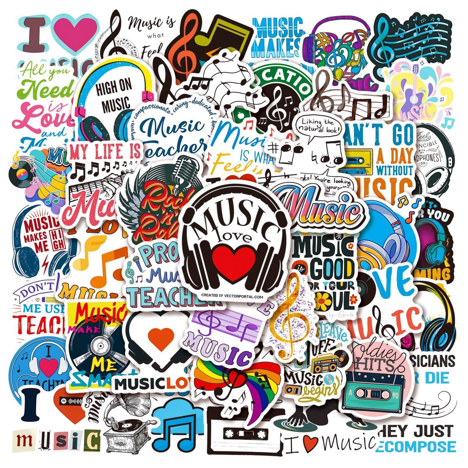 110 Adesivi Di Strumenti Musicali Per Laptop, Bottiglie, Chitarra – Impermeabili, Multicolore, Fai Da Te E Decorazioni, Regalo Per Musicisti - 2