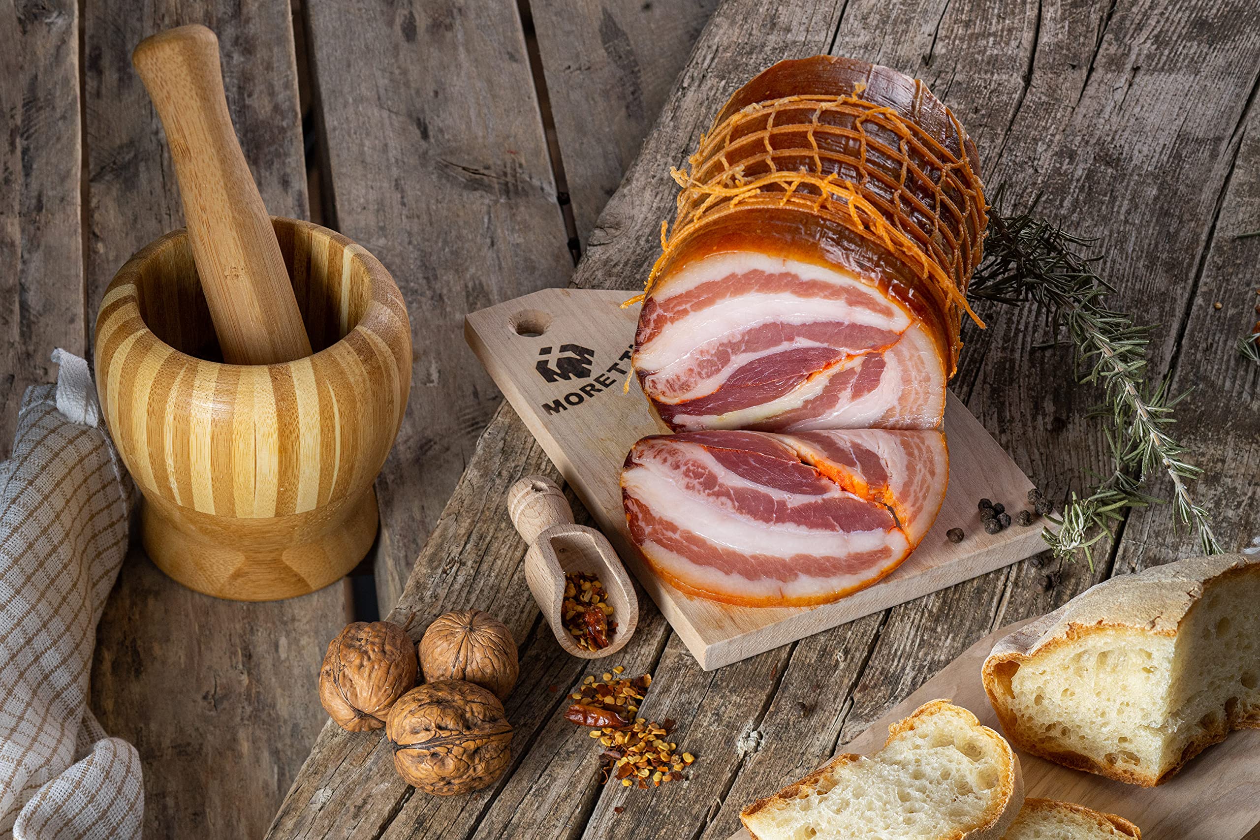 Moretti® Pancetta Arrotolata Piccante | 800g/900g Sottovuoto | Salume Tipico Calabrese Leggermente Piccante | Essiccato Artigianale | Prodotto In Calabria