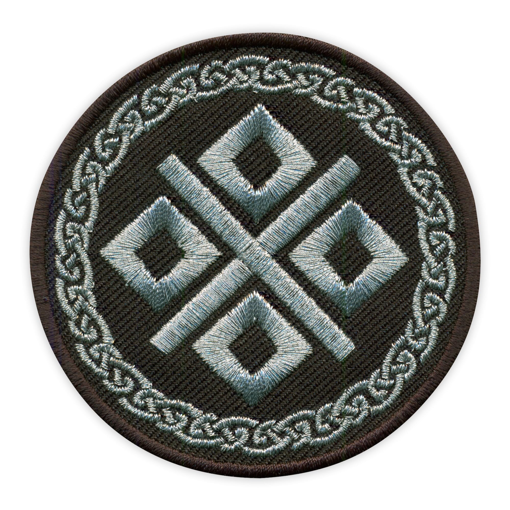 Zestaw Czterech - Patchion Symbol Słowiańskiej Bogini MOKOSZ Z Ornamentem - Czarny Oraz - Hafciana Łatka/Odznaka/Emblemat