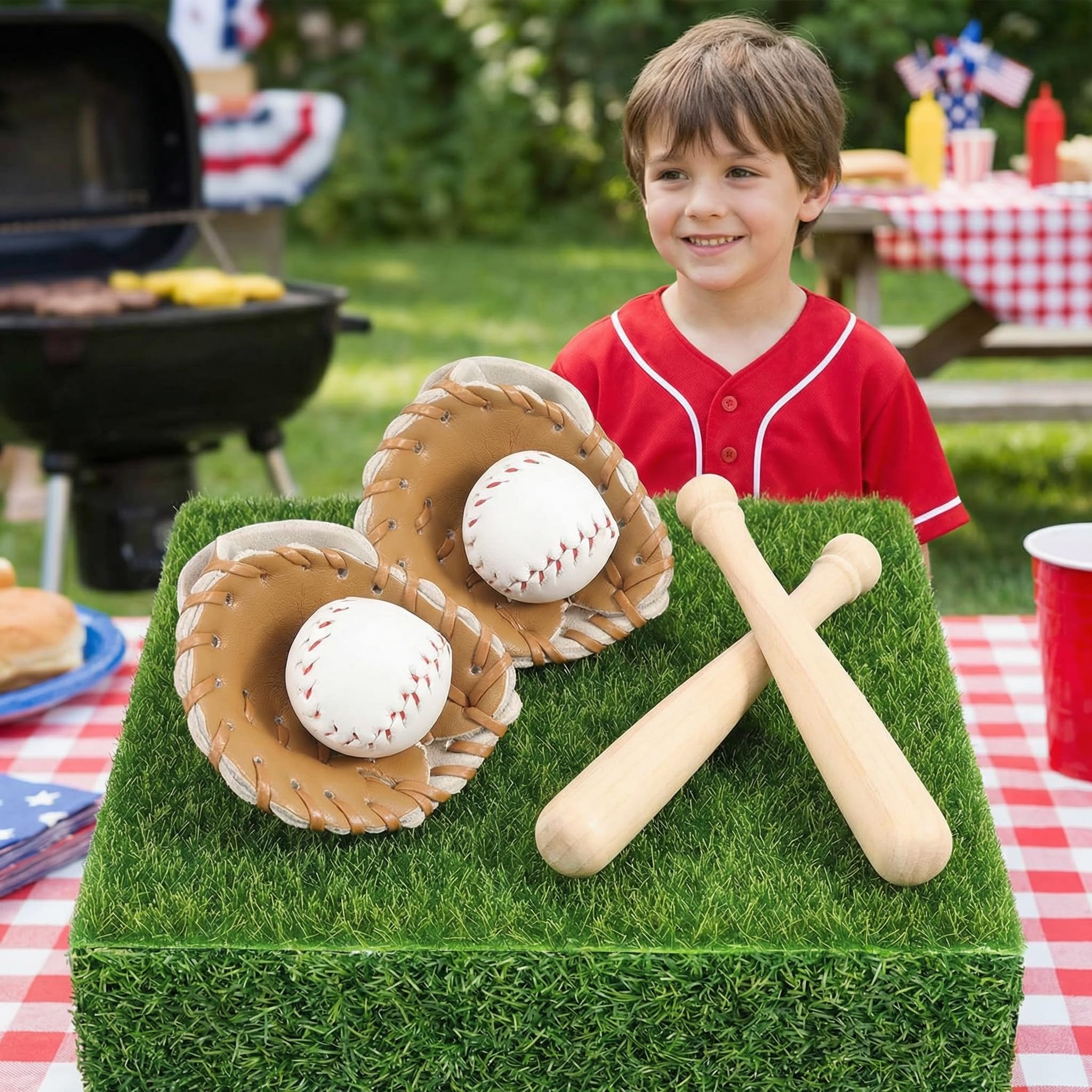 Ensemble de Mini-Baseball, Battes Gants et Balles Miniatures pour Décorations Gâteaux Présentoirs Bureau Accessoires Photographie et Accessoires Maison de Poupée (Bleu
