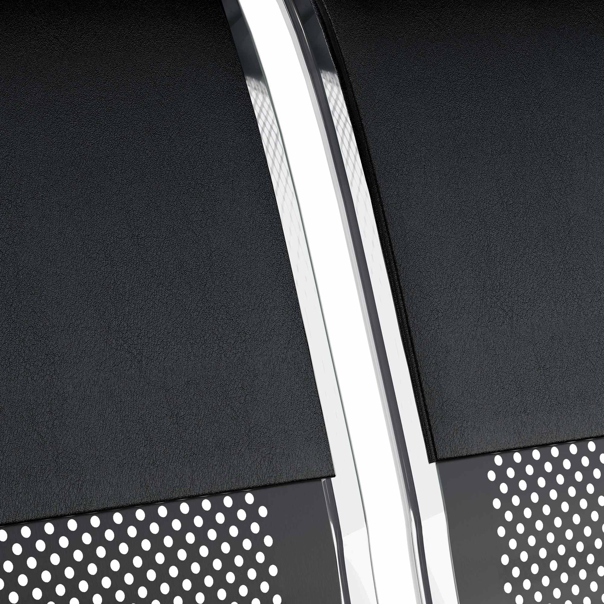 CLP Panca d'attesa per aeroporti con Rivestimento in Similpelle, Panca con Struttura in Metallo in Look Cromato, robuste sedie d'attesa, Colore:Nero/Nero, Dimensione:4 posti