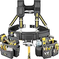 Bravex Tool Belt Suspenders with 20 Pockets, Y-Style 1200D Ballistic Nylon Tool Pouch for Carpenters, Electricians, Framers
