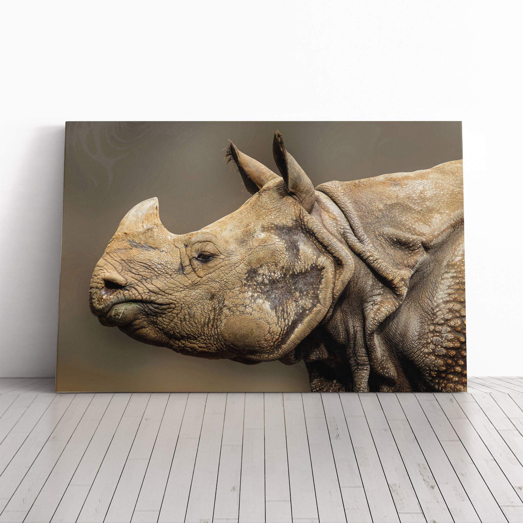 Rhino in The Wild Canvas Print | Gallery Wrapped 30mm Frame Wall Art | 20x14 inches | Ready to Hang | Modern Picture | Living Room Bedroom Lounge Office