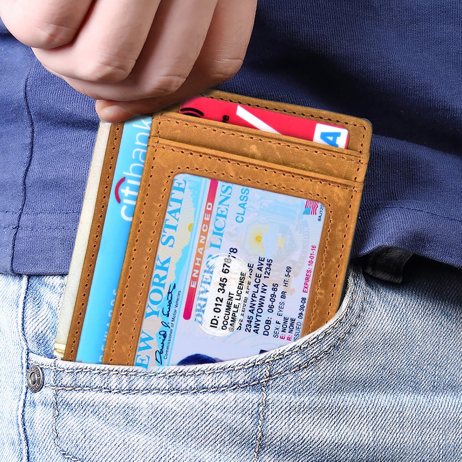 Kinzd Slim Minimalist Wallet RFID Front Pocket Wallet Thin Credit Card Holder for Men