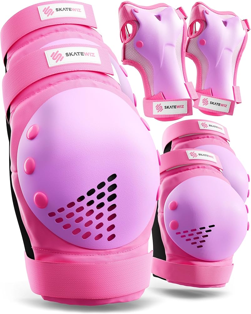 SKATEWIZ Kinderbeschermers - Kinderkniebeschermers - Inline Skate Kniebeschermers - Inline Skate Beschermers - Knie- en Elleboogbeschermers - SMASH Maat S Blauw Violet