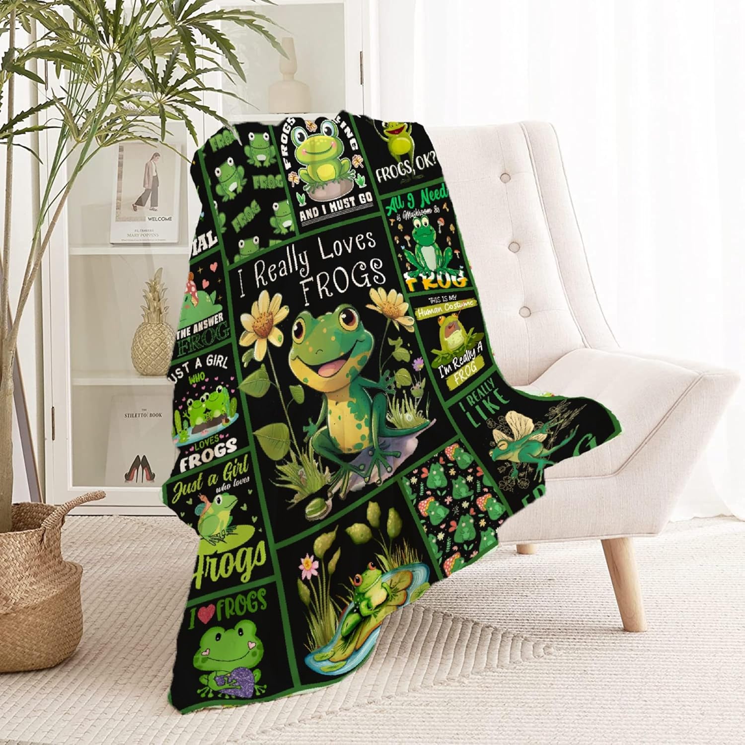 Cute Frogs Collect Blanket Gifts for Boys Girls, Ultral Soft Microfiber Lightweight Frogs Throw Blanket for Couch Travel 40"x50" for Kids