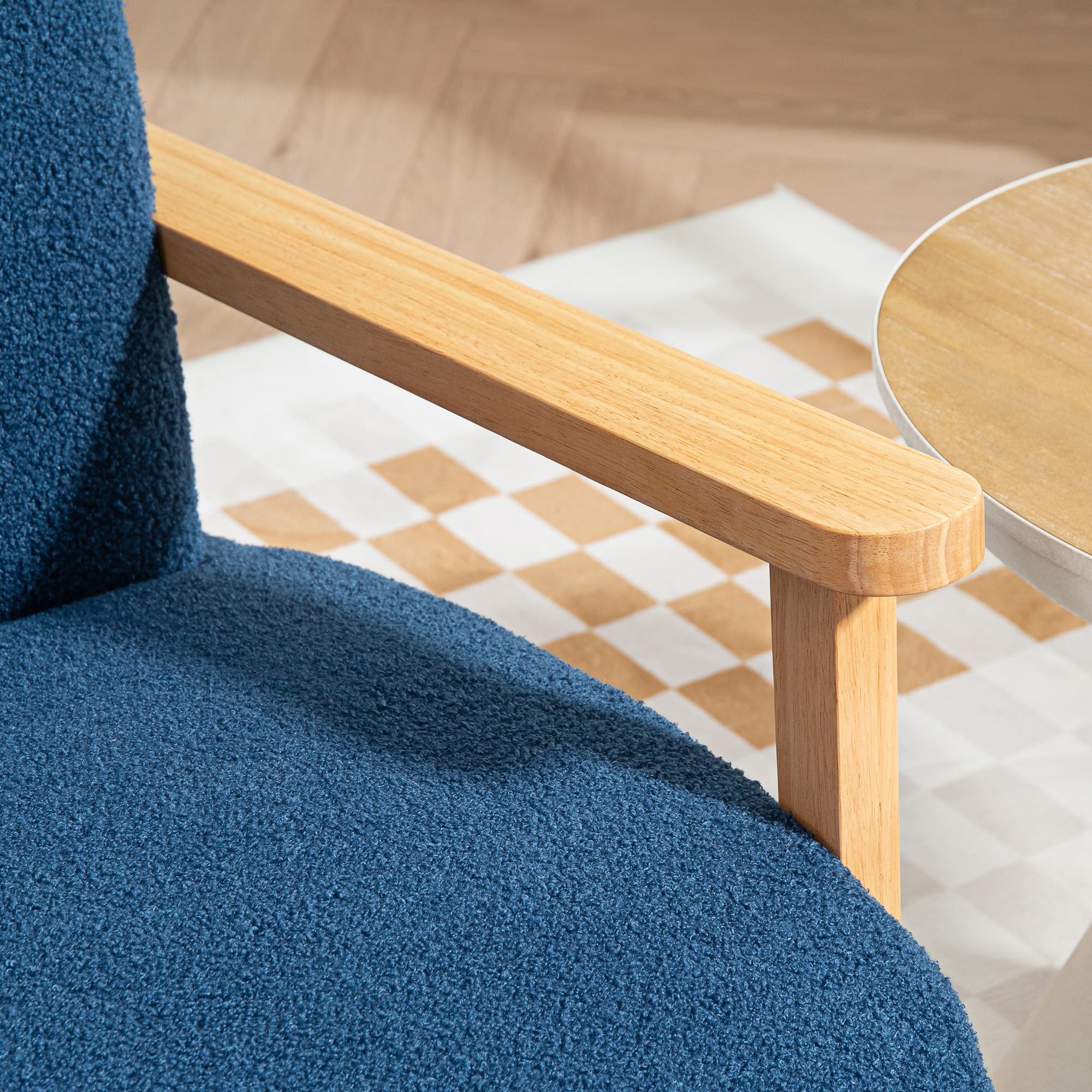 HOMCOM Sofá de 2 Plazas Tapizado en Borreguito Sofá de Salón de 118 cm con Acolchado Grueso Reposabrazos y Patas de Madera para Dormitorio Sala de Estar Azul Oscuro
