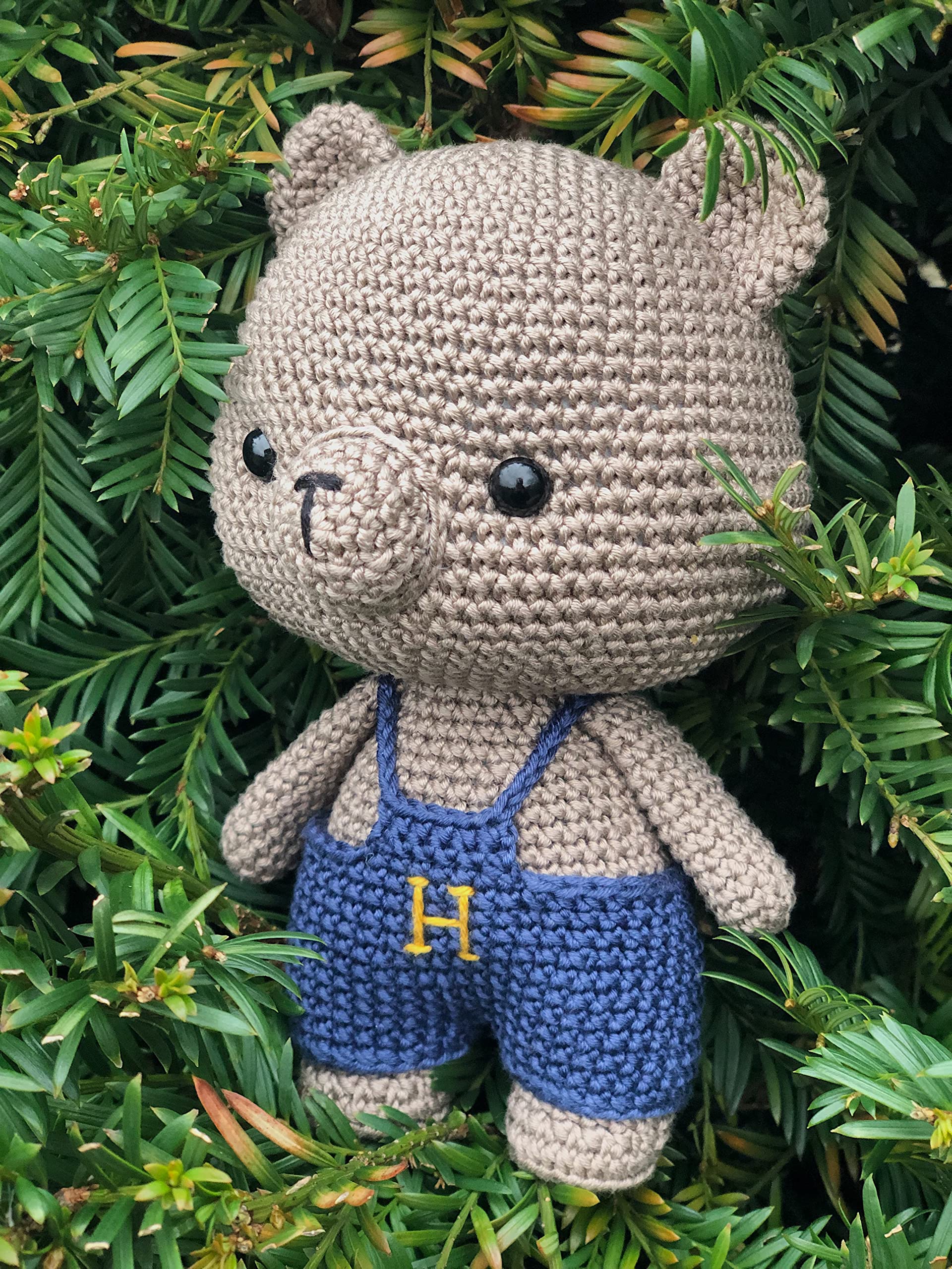 Amigurumi Bear Crochet Toy Nursery Decor Animal Eco Friendly Stuffed Kids Children Cotton Animals Toddler Gifts Ideas (F, white)