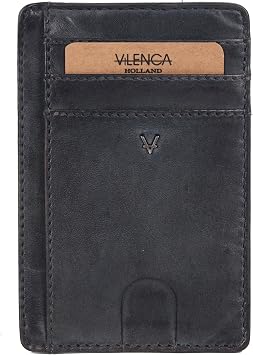Genuine Leather RFID Blocking Card Holder Wallet, Grey | Compact Credit Card Case, Washed Leather Wallet With ID Window, Sleek Design For Style, Functionality & Ultimate Security