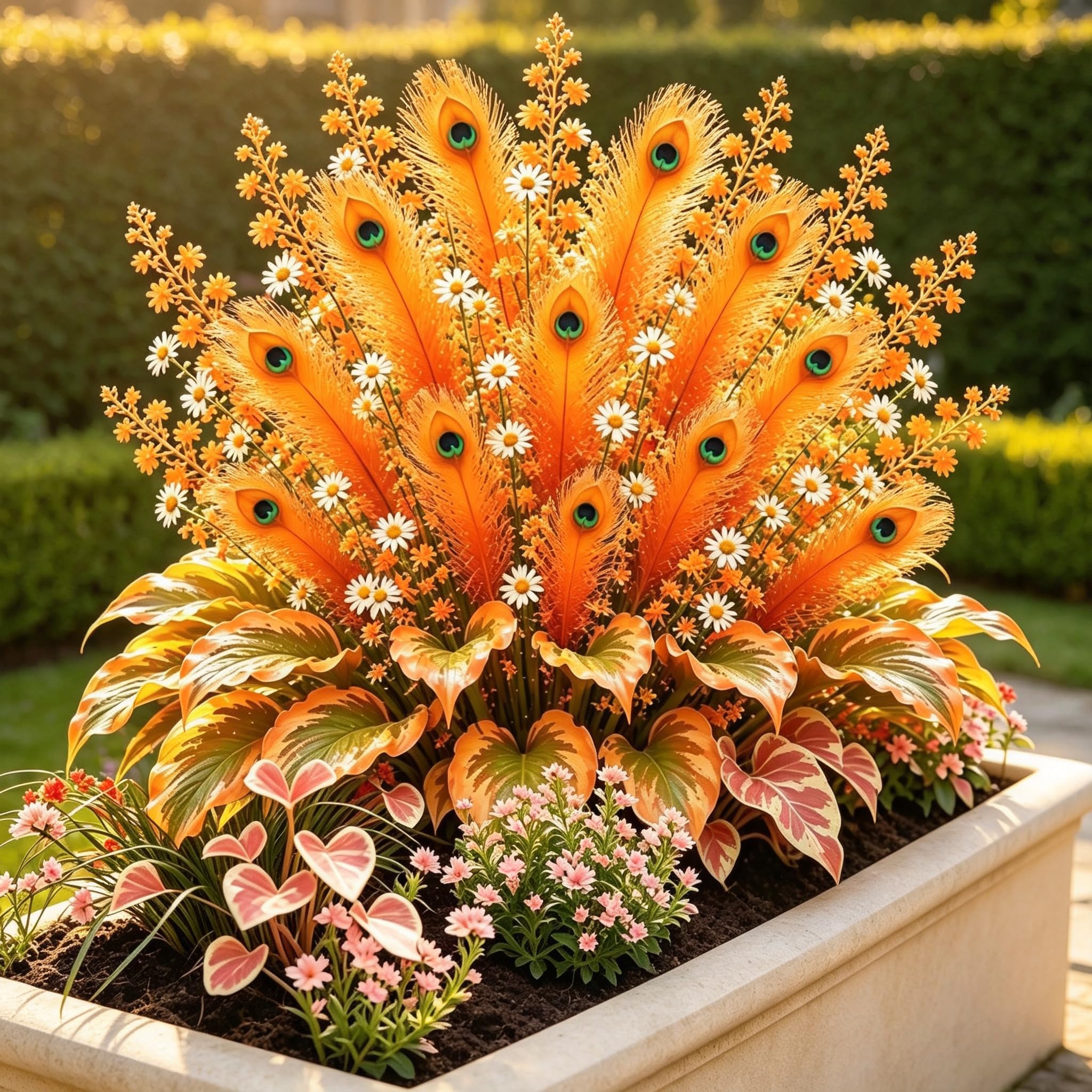 Peacock Flame' Hosta - Stunning Foliage - Bright Eye-catching Leaves - Shade-Hardy Perennial Easy Grow for Garden Displays-10 Bulbs-G