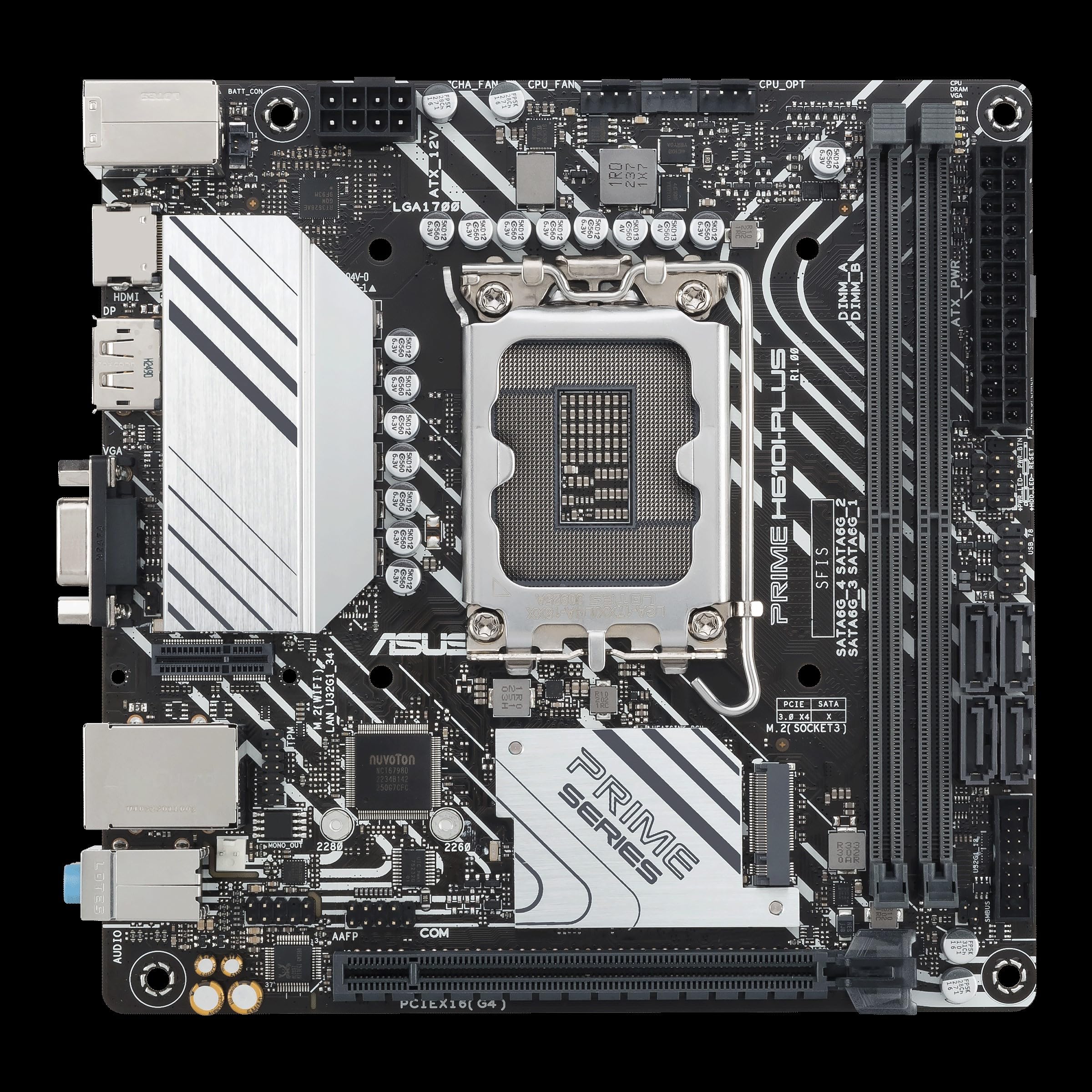 ASUS PRIME H610I-PLUS-CSM, Scheda Madre Intel Mini-ITX, Slot DDR5, Nera