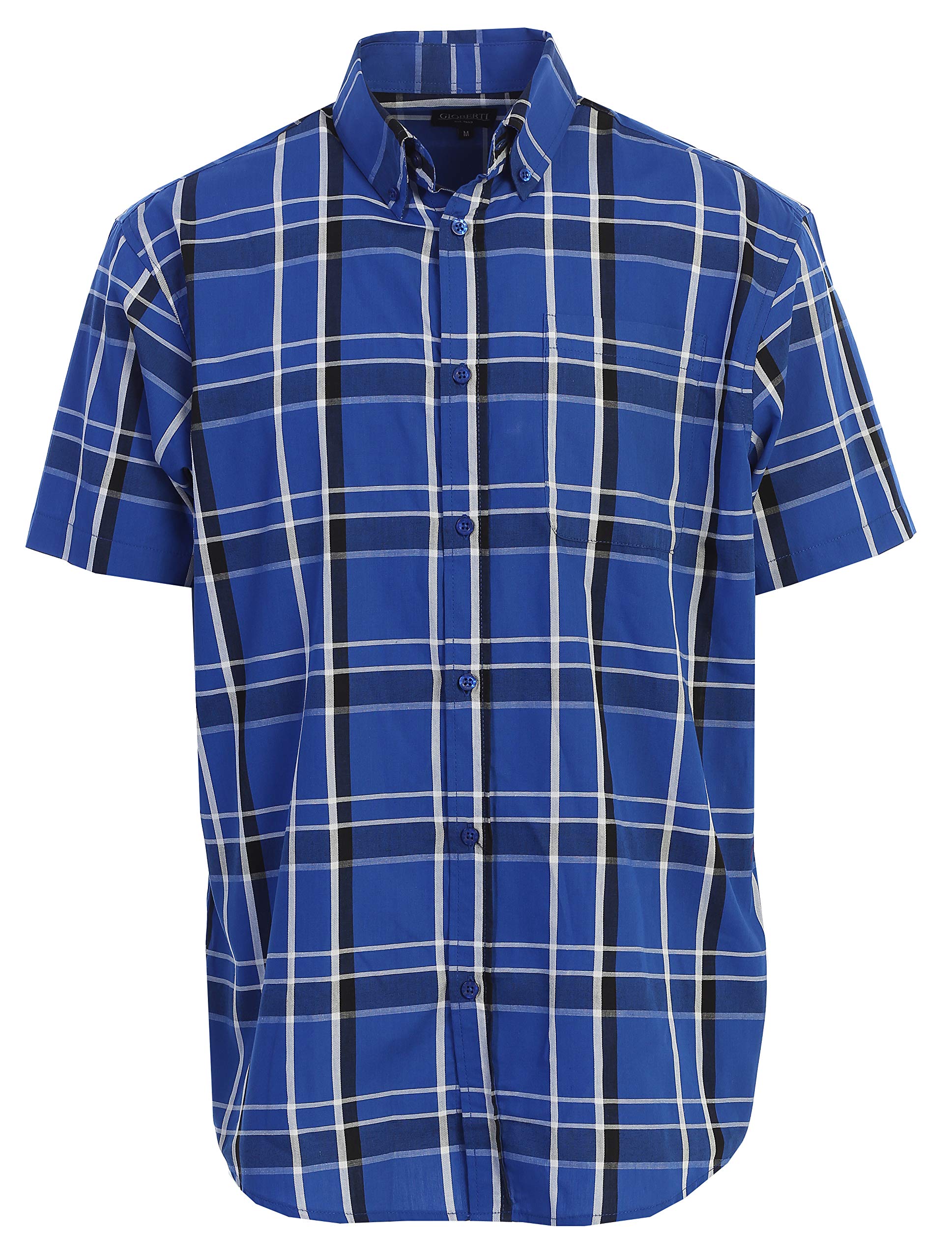 Gioberti Mens Casual Plaid Button Down Short Sleeve Shirt