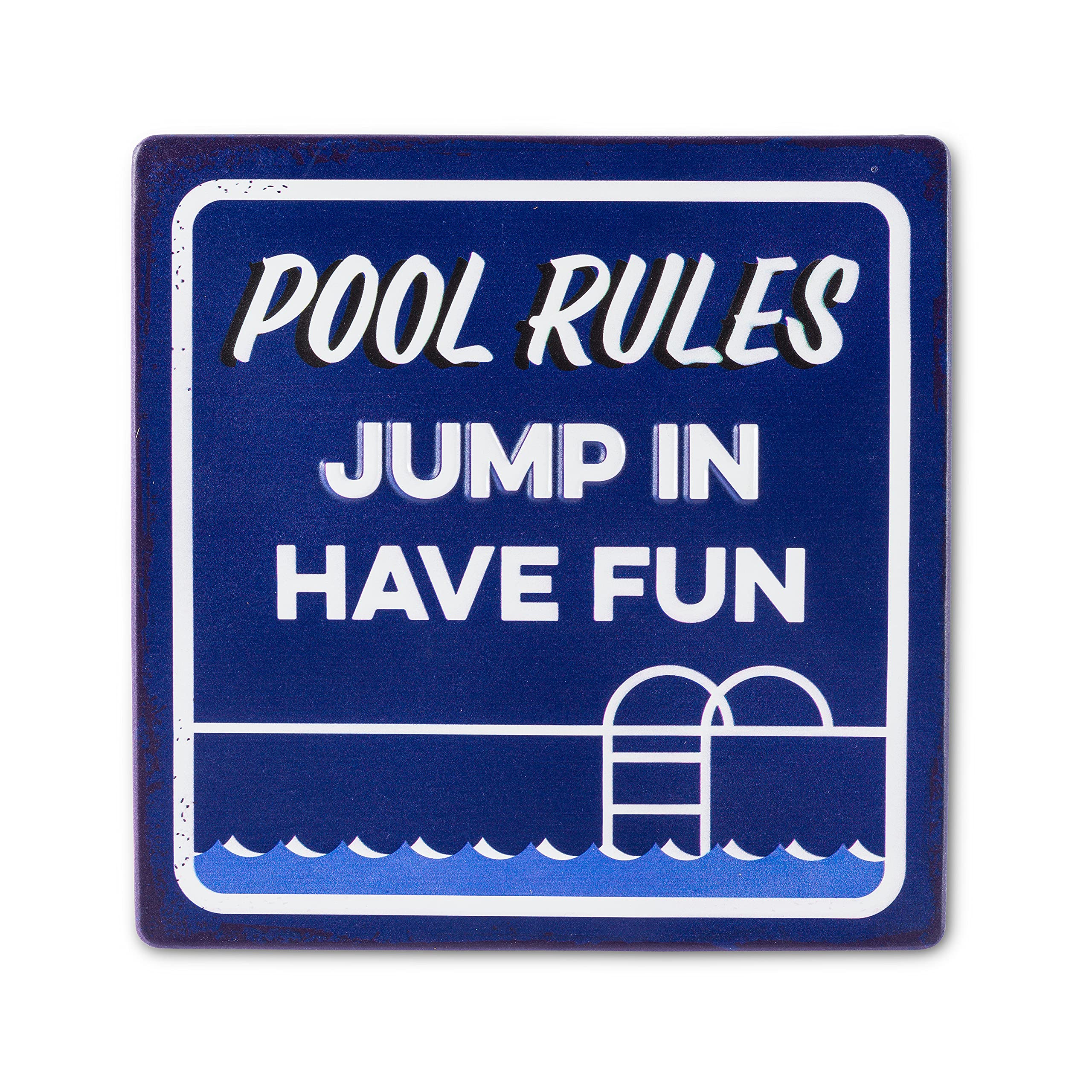 Abbott Collection 27-POOL-961 Pool Rules/Jump in Sign, Azul
