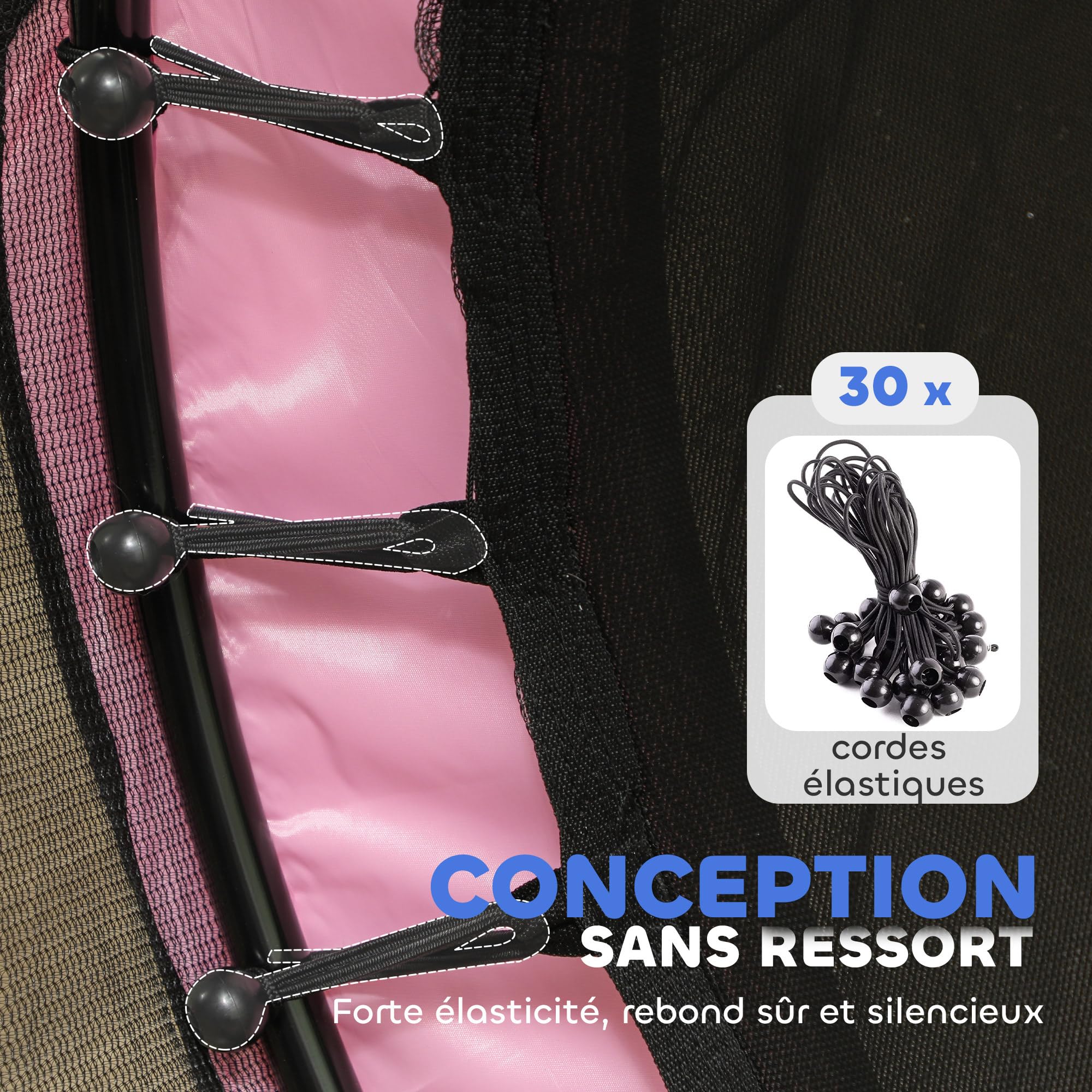 HOMCOM Trampoline Enfant Ø 1,40 m Filet de sécurité Porte zipée Couvre-Ressorts 6 poteaux rembourrés Inclus