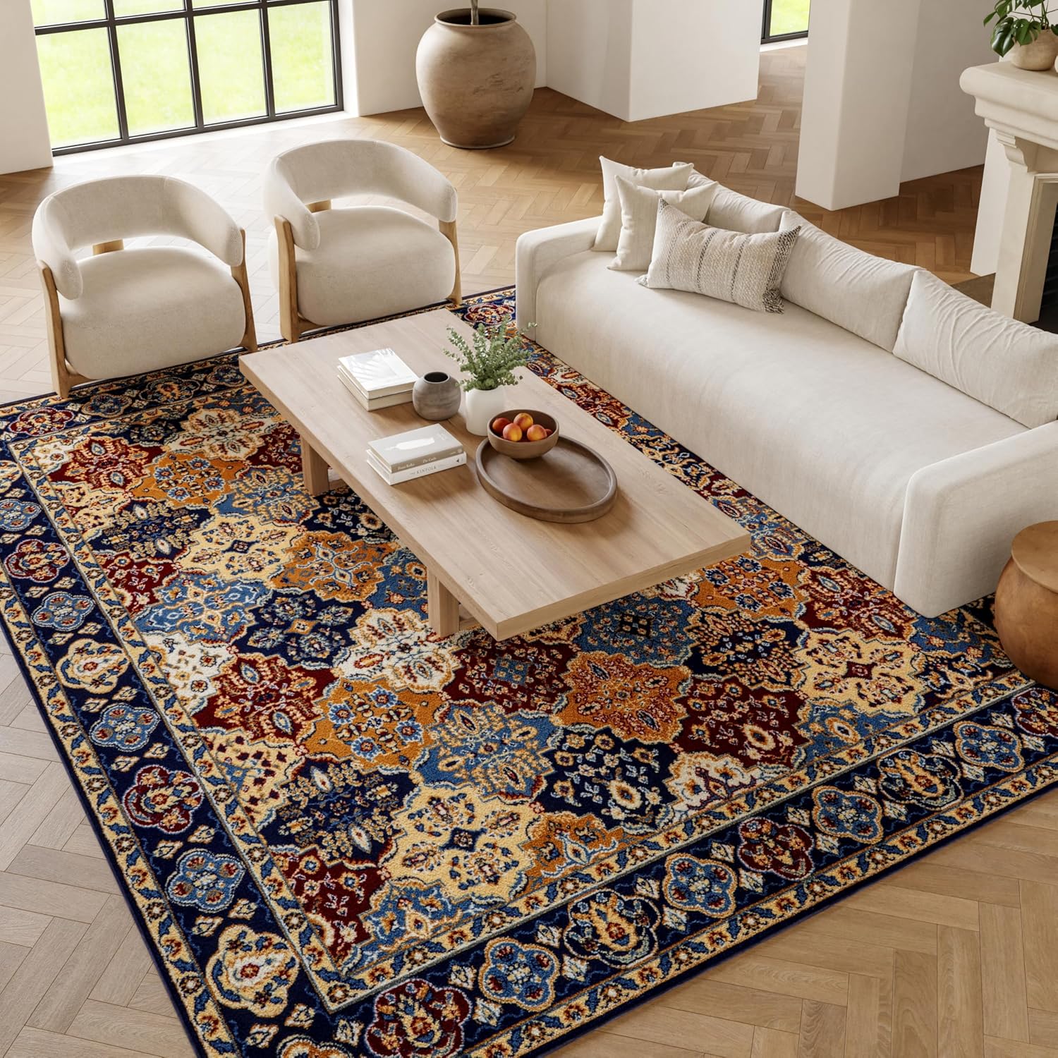 Nourison Home Grafix Multicolor 7'10" x 9'10" Area Rug - Easy Clean, Non Shedding, Bed Room, Living Room, Dining Room, Kitchen (8' x 10')