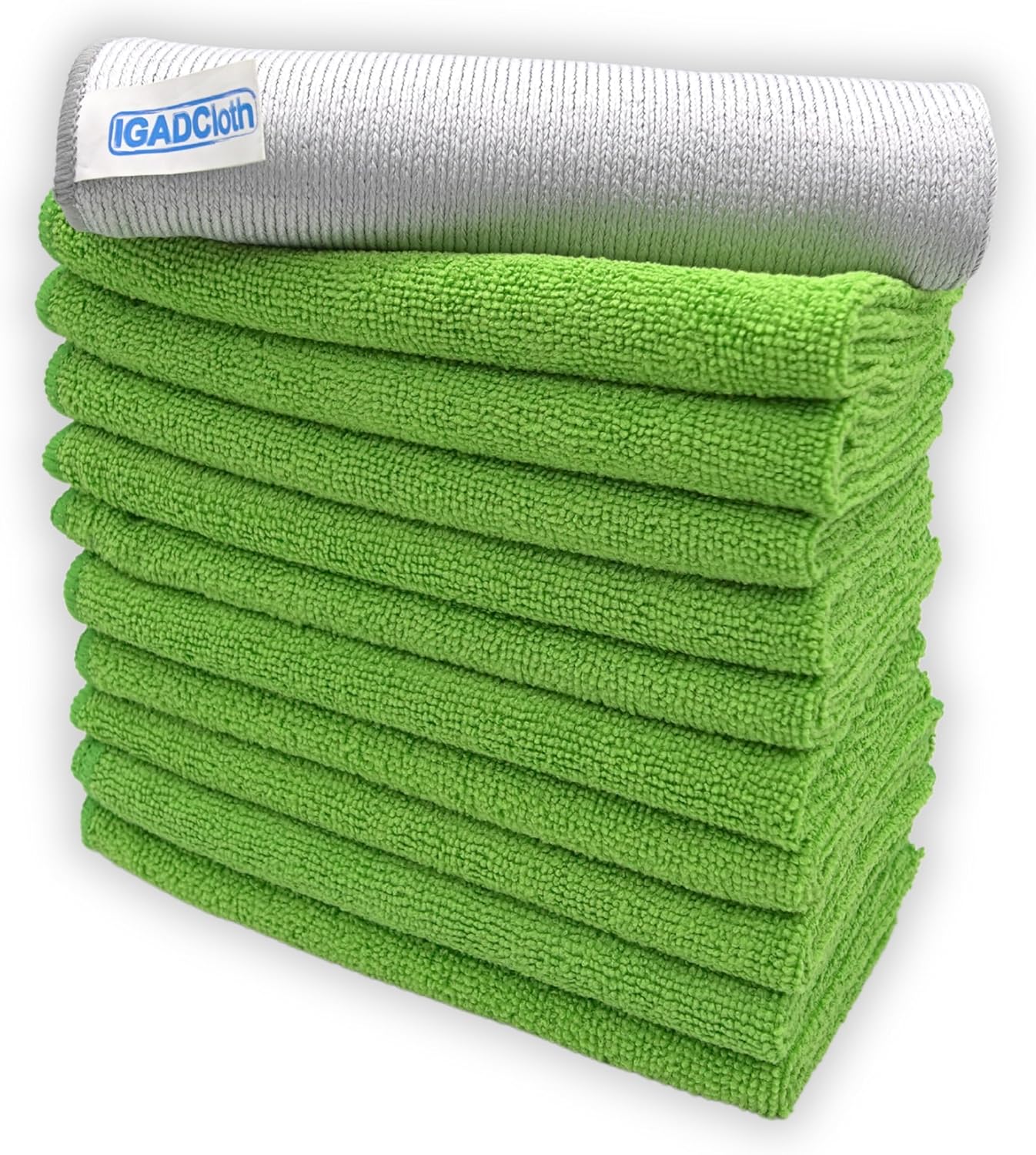 10 +1 free glass cloth, 40x40cm IGADCloth, Green Microfibre Cleaning