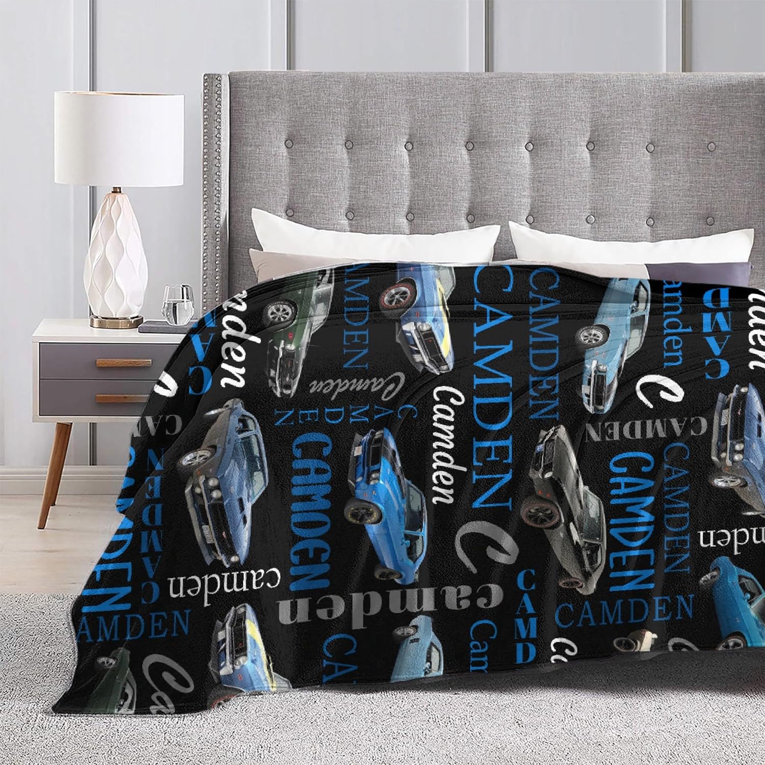 Muscle Car Custom Name Blanket-Personalized Baby Blanket for Girls Boys Car Gift for Infant Newborn Kid Soft Flannel Blanket 60"x80"