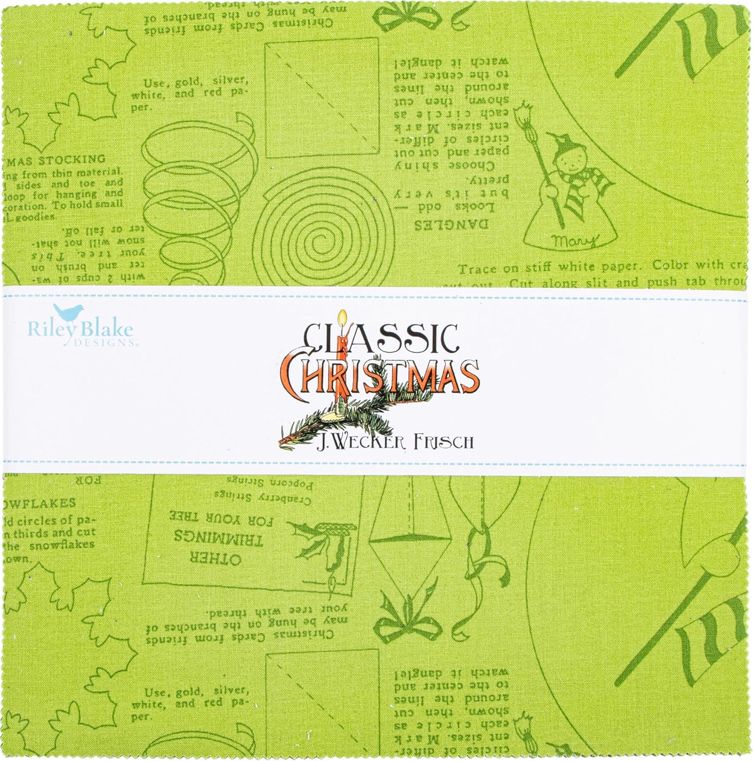 J Wecker Frisch Classic Christmas 10" Stacker 42 10-inch Squares Layer Cake Riley Blake 10-16280-42