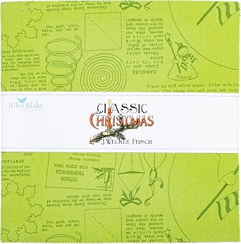 J Wecker Frisch Classic Christmas 10" Stacker 42 10-inch Squares Layer Cake Riley Blake 10-16280-42