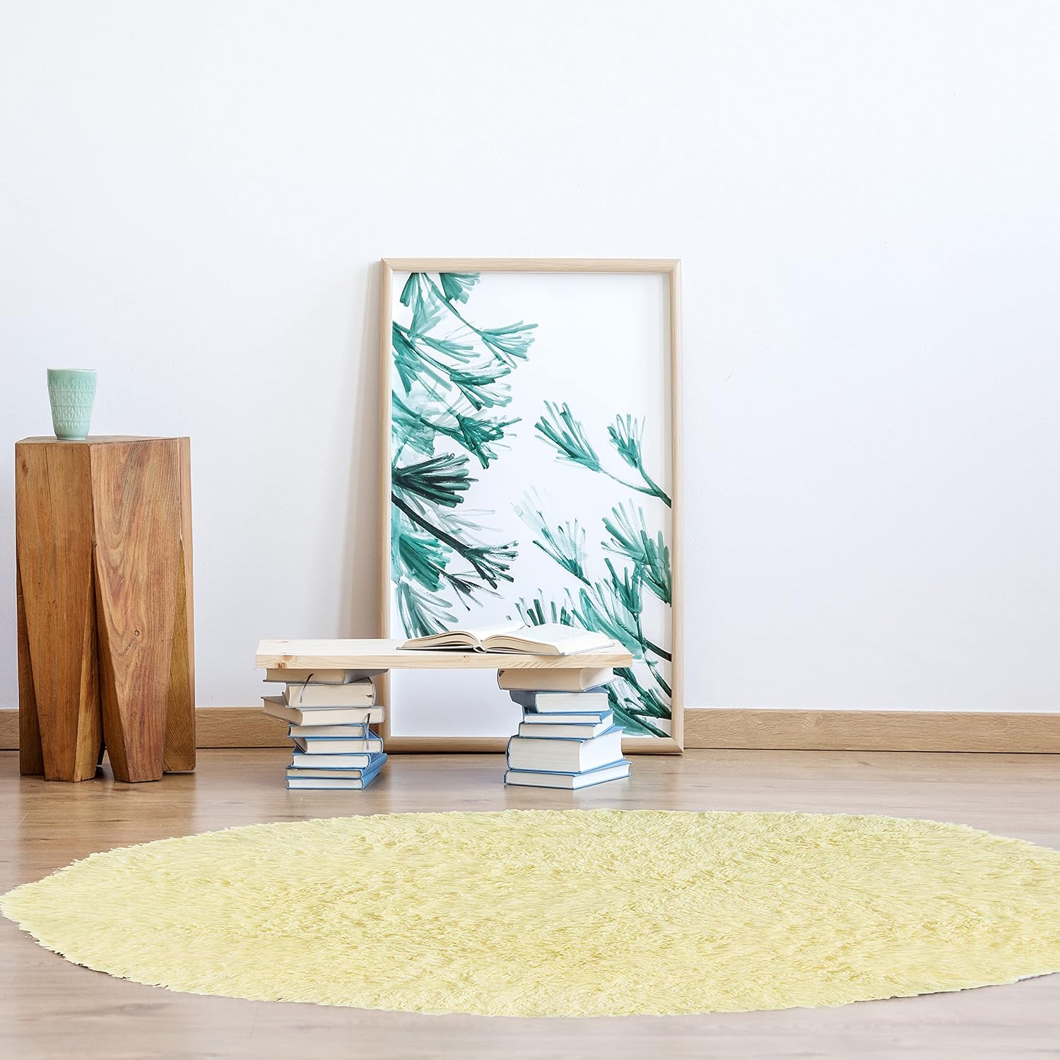 Linon New Flokati 1400gram Natural Off White Wool Shag 8' Round Area Rug