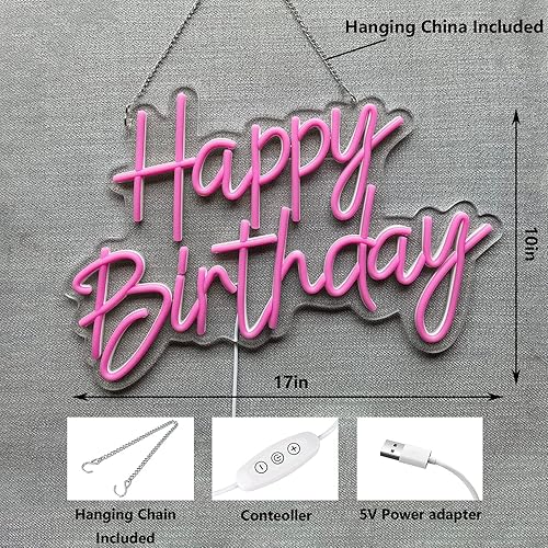 Miniatura 6 de La luz nocturna LED de neón de feliz cumpleaños se puede utilizar para cumpleaños, bodas, aniversarios, Navidad, decoración del hogar, fiesta, telón