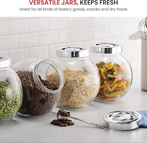 Miniatura 7 de Bormioli Rocco Pandora Frasco de Vidrio para Dulces de 75½ Onzas Frasco para Galletas (Paquete de 2) con Tapa de Sellado Hermético de Plástico