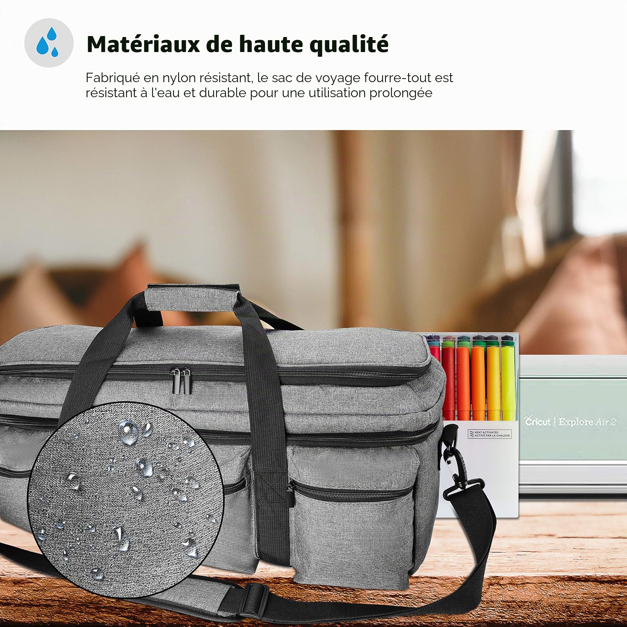 ProCase Sac pour Cricut Maker 3 Explore 3 Explore Air 2/Air Silhouette Cameo 4/3 Traceur Bag Sac de Rangement Robuste Sac de Transport pour perforatrice - Gris, Gris, Fonctionnelle, Robuste, Sportive