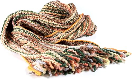 Miniatura 5 de Tumia LAC - Bufanda de lujo gruesa a rayas extralarga hecha a mano y muy cálida unisex