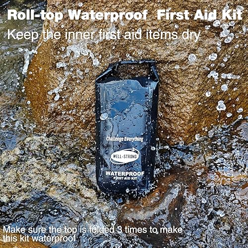 Miniatura 2 de Kit de primeros auxilios impermeable con parte superior enrollable, kit de emergencia con contenido impermeable para pesca, kayak, barco, natación,