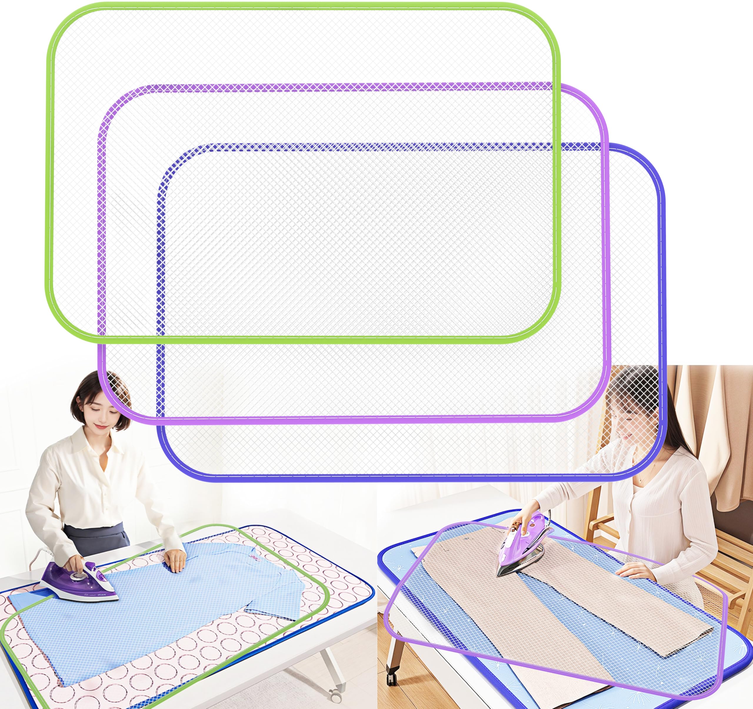 Premium Pressing Cloth for Ironing – 3 PCS Ironing Cloth Protect Clothes & Fabrics, Ideal for Sewing and Ironing, Non-Stick, Heat Resistant