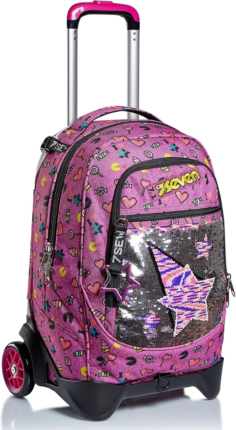 Seven Trolley Scuola Sganciabile Jack 2 Ruote, 3 in 1, Triplo Uso, Zaino Con Carrello Sganciabile, Zaini Trolley, Scuola Tempo Libero, Bambine e Ragazze Seven Trolley Scuola Sganciabile Jack 2 Ruote, 3 in 1, Triplo Uso, Zaino Con Carrello Sganciabile, Zaini Trolley, Scuola Tempo Libero, Bambine e Ragazze