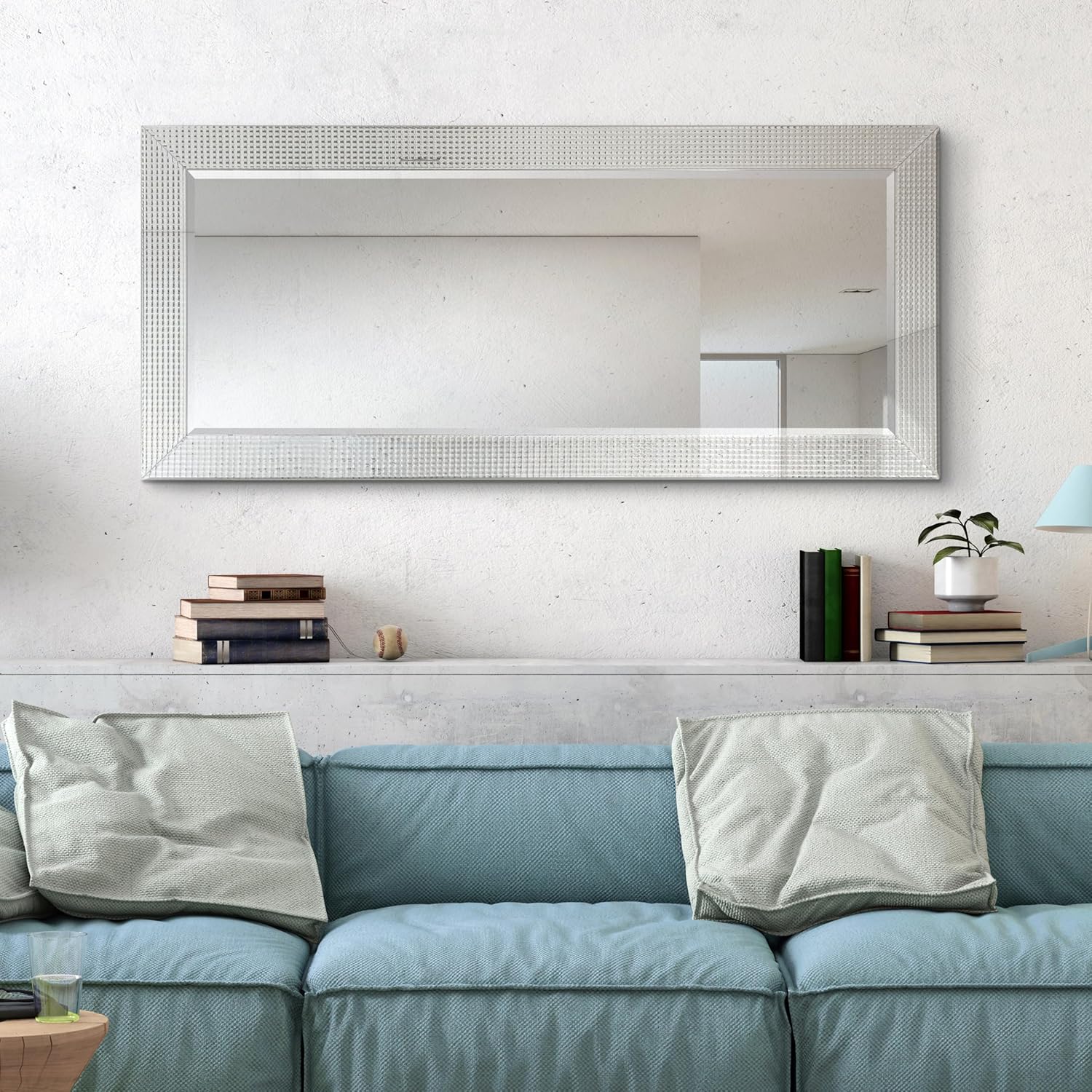 Empire Art Direct 54" x 24" Beveled Wall Mirror, Full Length, Wall-Mounted Mirrors with Solid Wood Frame Covered Prism Panels, Modern Mirror for Bathroom, Vanity, Bedroom, Hallway, Living Room