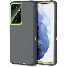 MXX Case Compatible with Galaxy S21 Ultra Case, 3-Layer Super Full Heavy Duty Body Bumper Cover/Shock Protection/Dust Proof, Designed for Samsung Galaxy S21 Ultra 5G 6.8 Inch 2021 Green/Gray