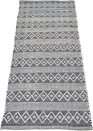 Miniatura 4 de Chardin home Alfombra bohemia negra y marfil de 2 x 5 pies  Alfombra de granja tejida a mano  Ideal para cocina, entrada, baño, meditación, lavable