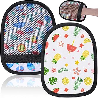 codree 2 Pcs Sand Wipe Off Mitts, Beach Theme Sand Remover for Beach, Beach Sand Remover Cleaner Mitts Bag, Beaches Travel Mitt for Outdoor Activities Volleyball Sandboxes