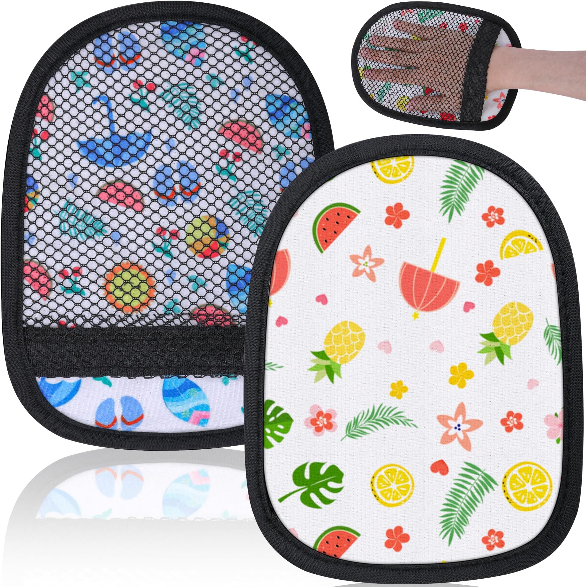 codree 2 Pcs Sand Wipe Off Mitts, Beach Theme Sand Remover for Beach, Beach Sand Remover Cleaner Mitts Bag, Beaches Travel Mitt for Outdoor Activities Volleyball Sandboxes