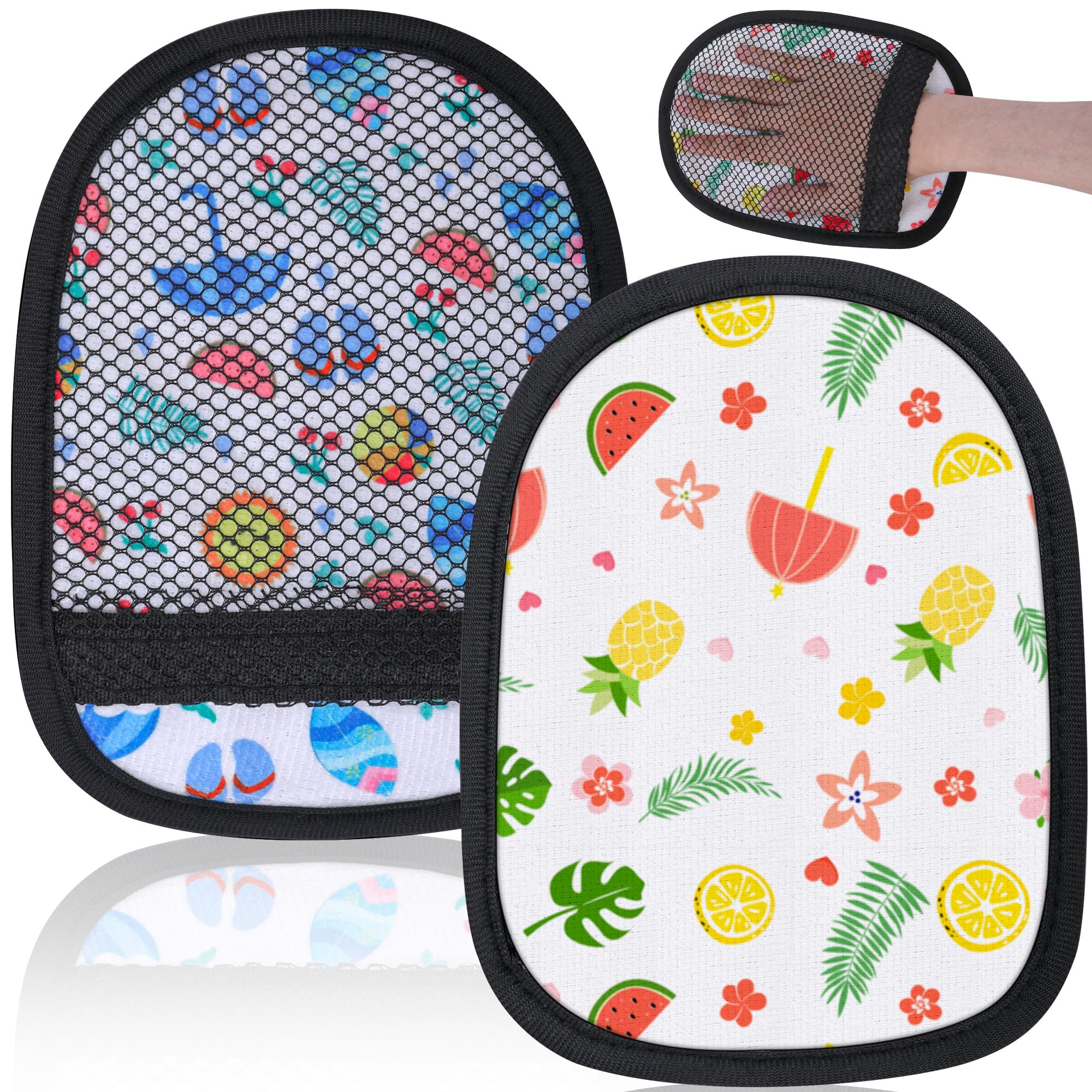 codree2 Pcs Sand Wipe Off Mitts, Beach Theme Sand Remover for Beach, Beach Sand Remover Cleaner Mitts Bag, Beach Travel Mitt for Ocean Beach Activities Volleyball Sandboxes[Amazon-developed Certification] Compact by Design