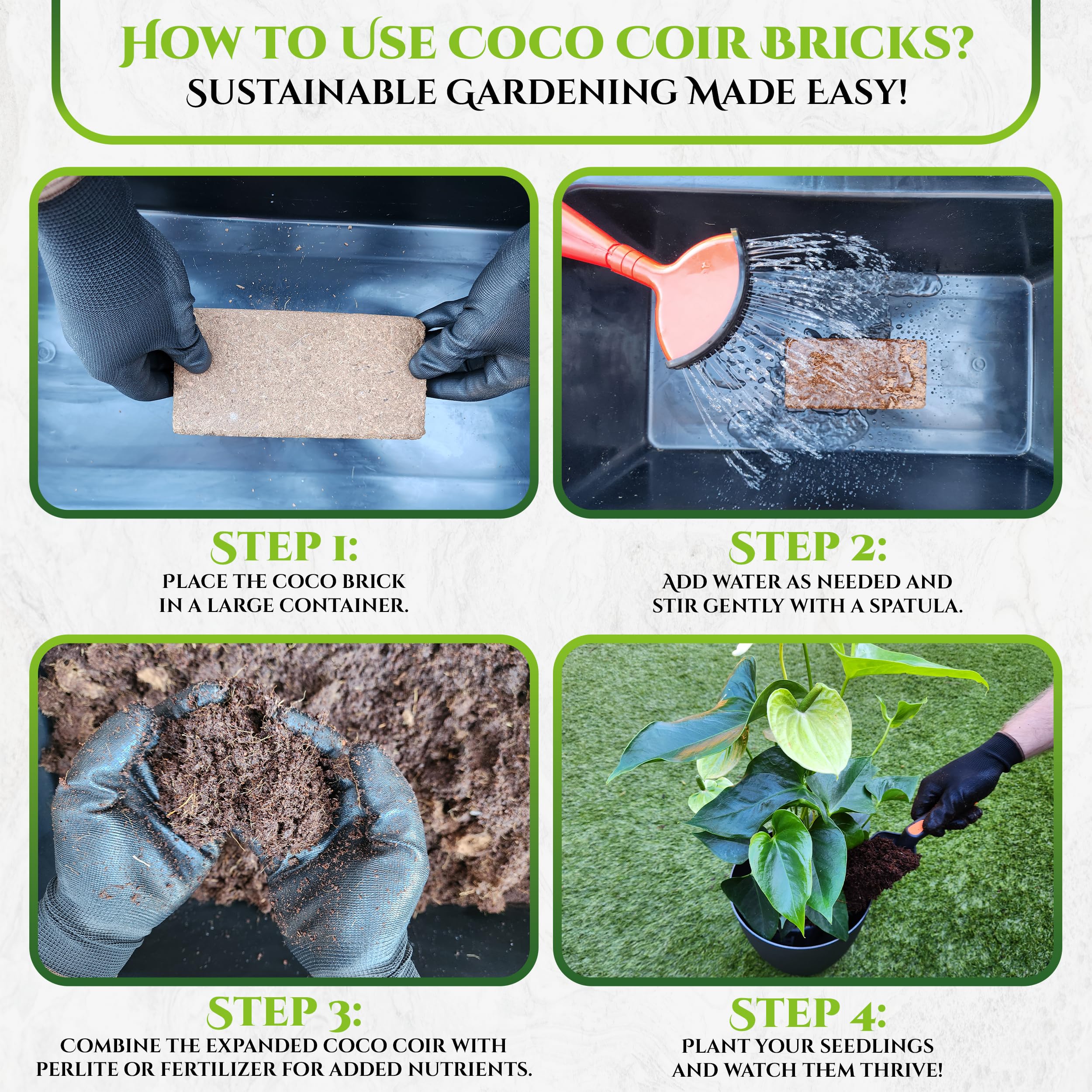 MYPURECORE 2 x 650g Organic Coco Coir Bricks, Natural Coconut Fiber for Indoor & Outdoor Plants, Tortoise Bedding - Image 4