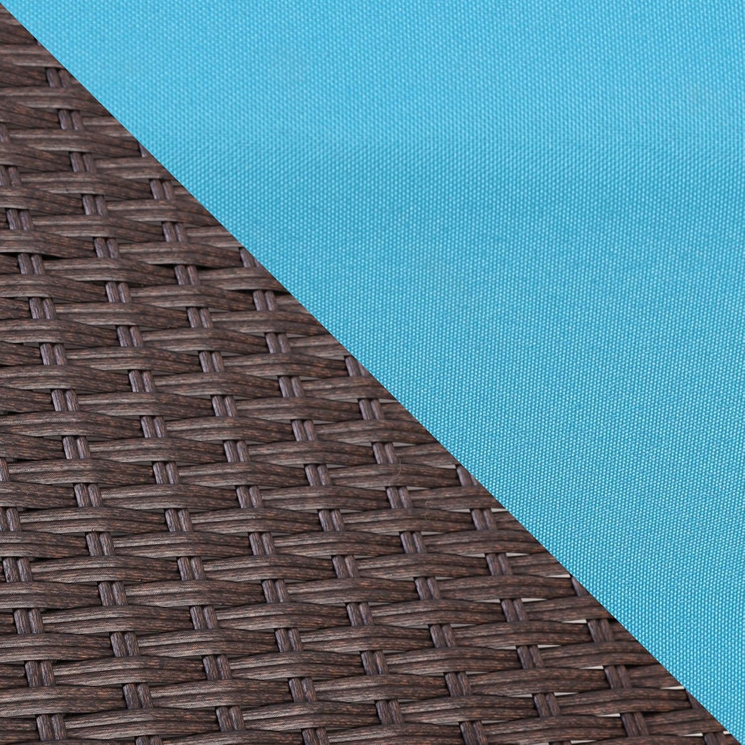 HOMREST Outdoor Lounge Chairs Set of 2, Patio Wicker Chaise Lounge with Removable Cushion, Rattan Pool Sunbathing Recliners with Adjustable Backrest (Turquoise)