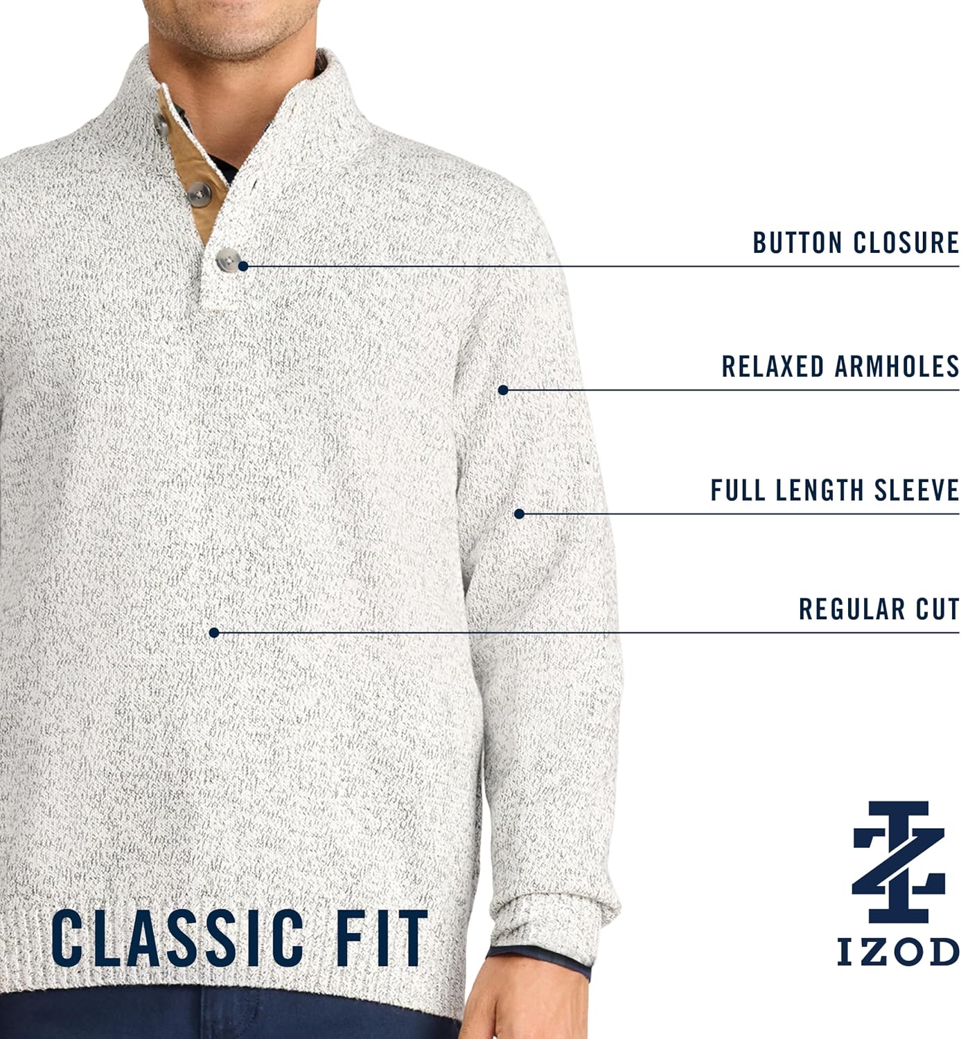 Izod Men's Button Mock Sweater