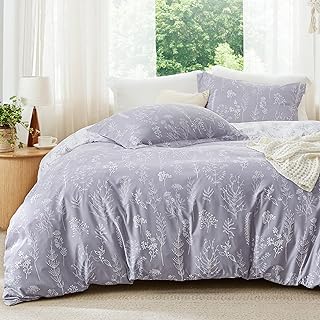 Bedsure Queen Comforter Set - Lavender Bed Set, 3 Pieces Cute Floral Bed...
