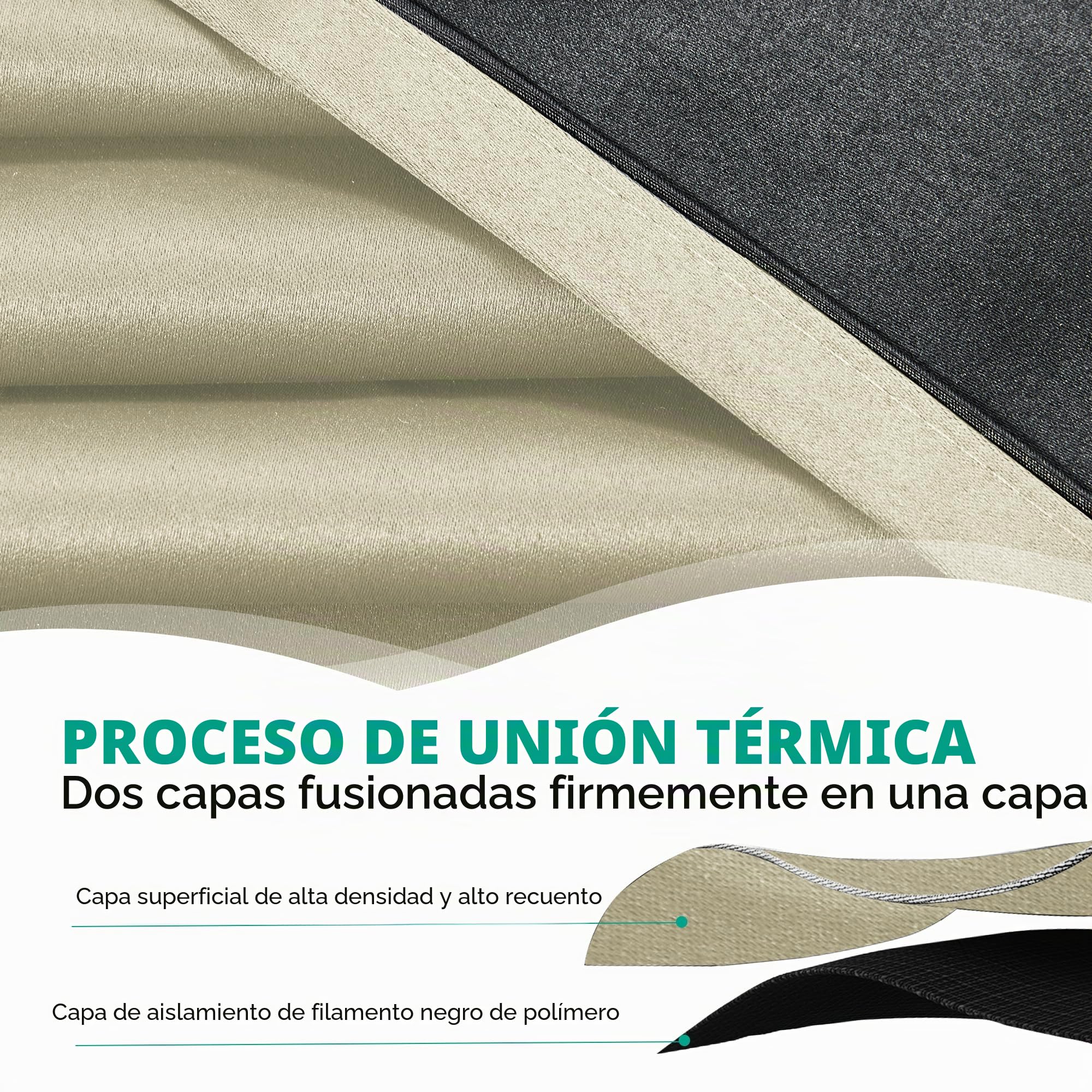 Deconovo Cortinas Salon Opacas 100% con Anillas, Cortinas Térmicas Aislantes Frío y Calor, Cortinas Modernas para Dormitorio con Reverso Negro, 2 Paneles, 140x260 cm, Beige Claro