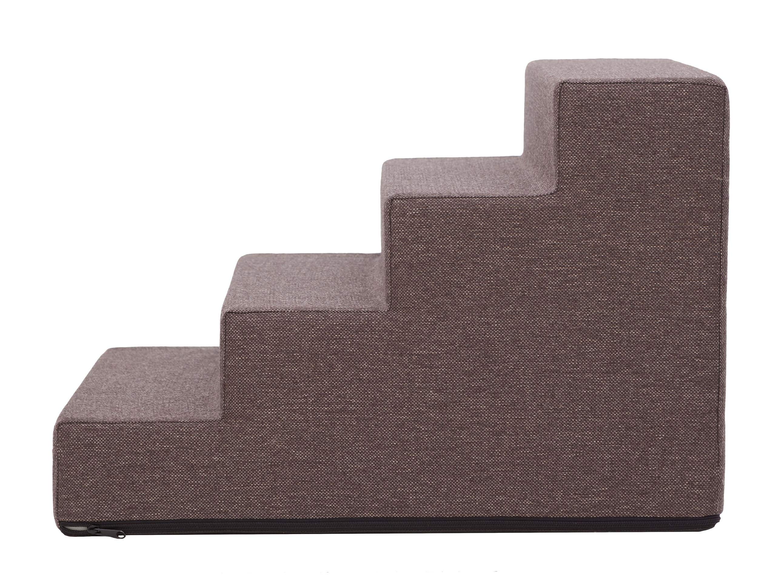 PillowPrim Scaletta per animali domestici, per cani di piccola taglia, rampa per gatti, 4 livelli, grande, marrone, altezza 40 cm