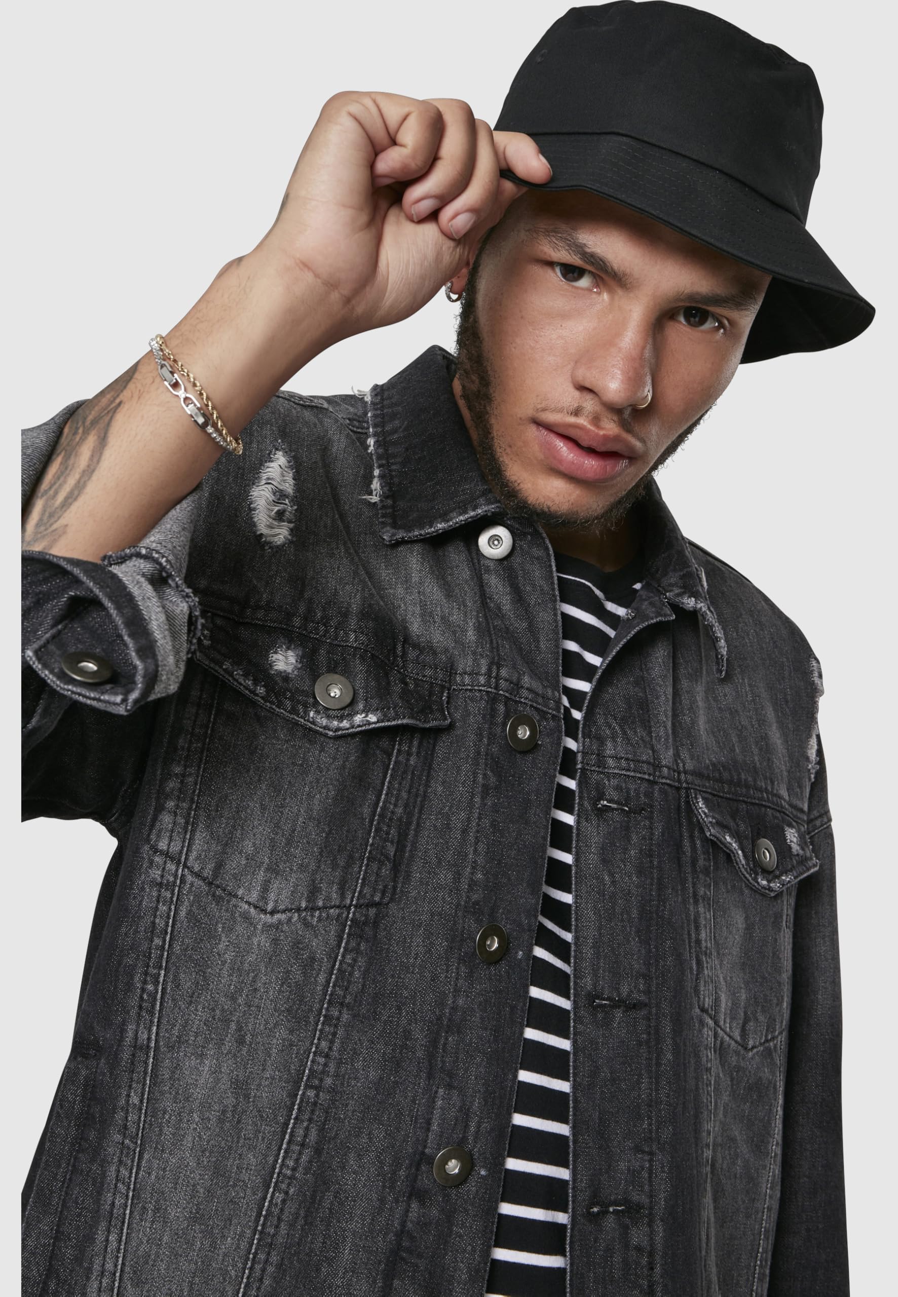 Flexfit Cotton Twill Bucket Hat Unisex Kapelusz Wędkarski, Czarny